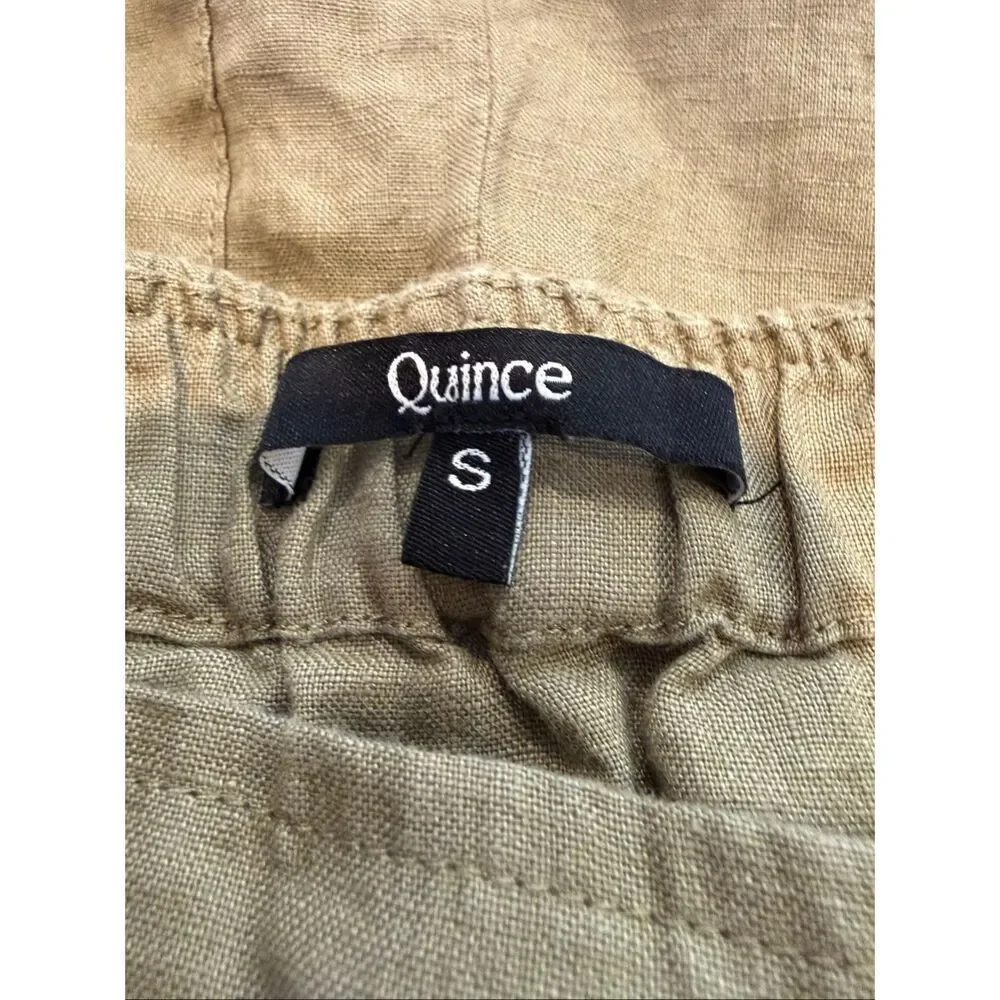 Quince 100% European Linen Square Neck Jumpsuit Bayberry Olive Size S NO BELT